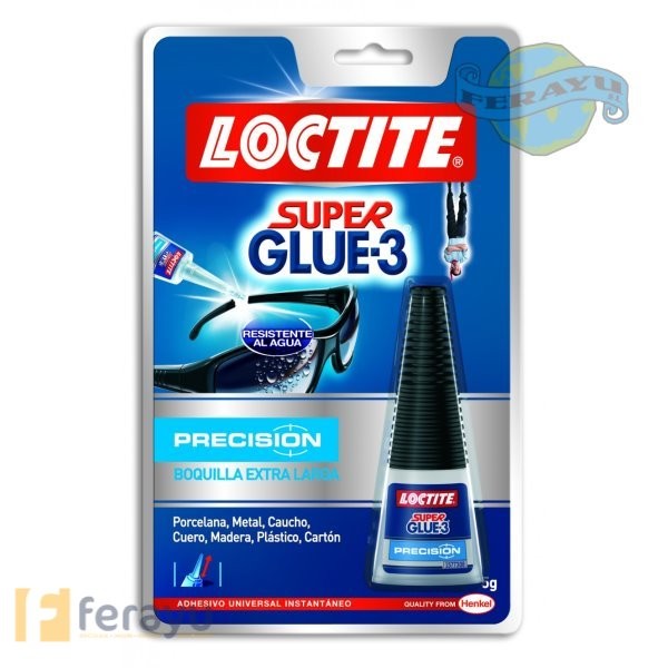 La fórmula líquida de Loctite Super Glue-3 es versátil, rápida y fuerte.  Las uniones son limpias y transparentes y aseguran una