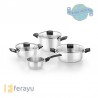 BATERIA COCINA INOX ELITE TAPA CRISTAL 4 PZAS